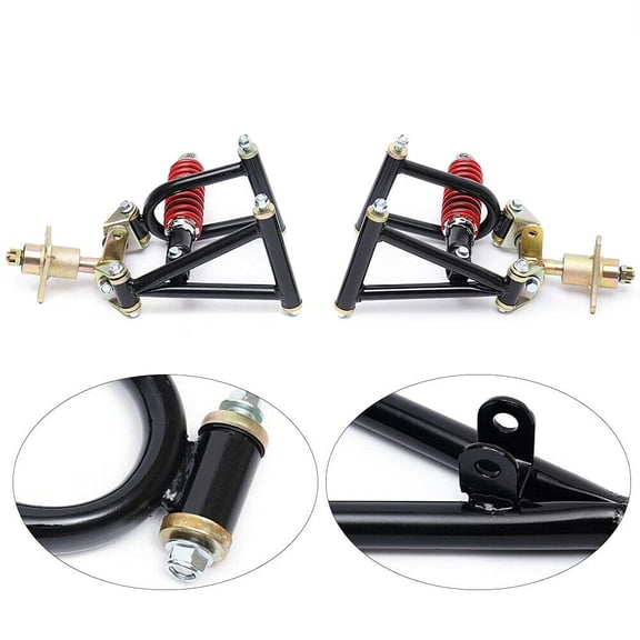 Miumaeov Front Suspension Swingarm Assembly Kit for Go Kart, DIY Buggy Electric ATV, 285mm Shocks & Steering Knuckles, Upgrade Parts