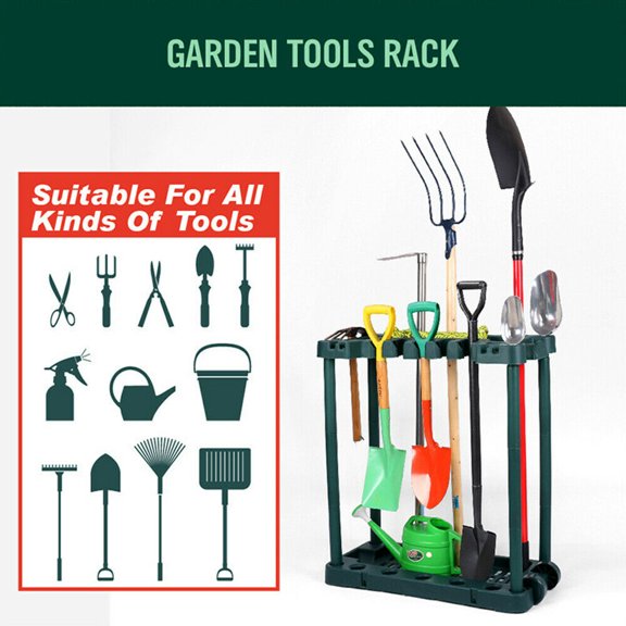 Miumaeov Garden Tool Organizer Garden Garage Tool Rack Organizer Broom Mop Holder Utility Storage Stand Tower