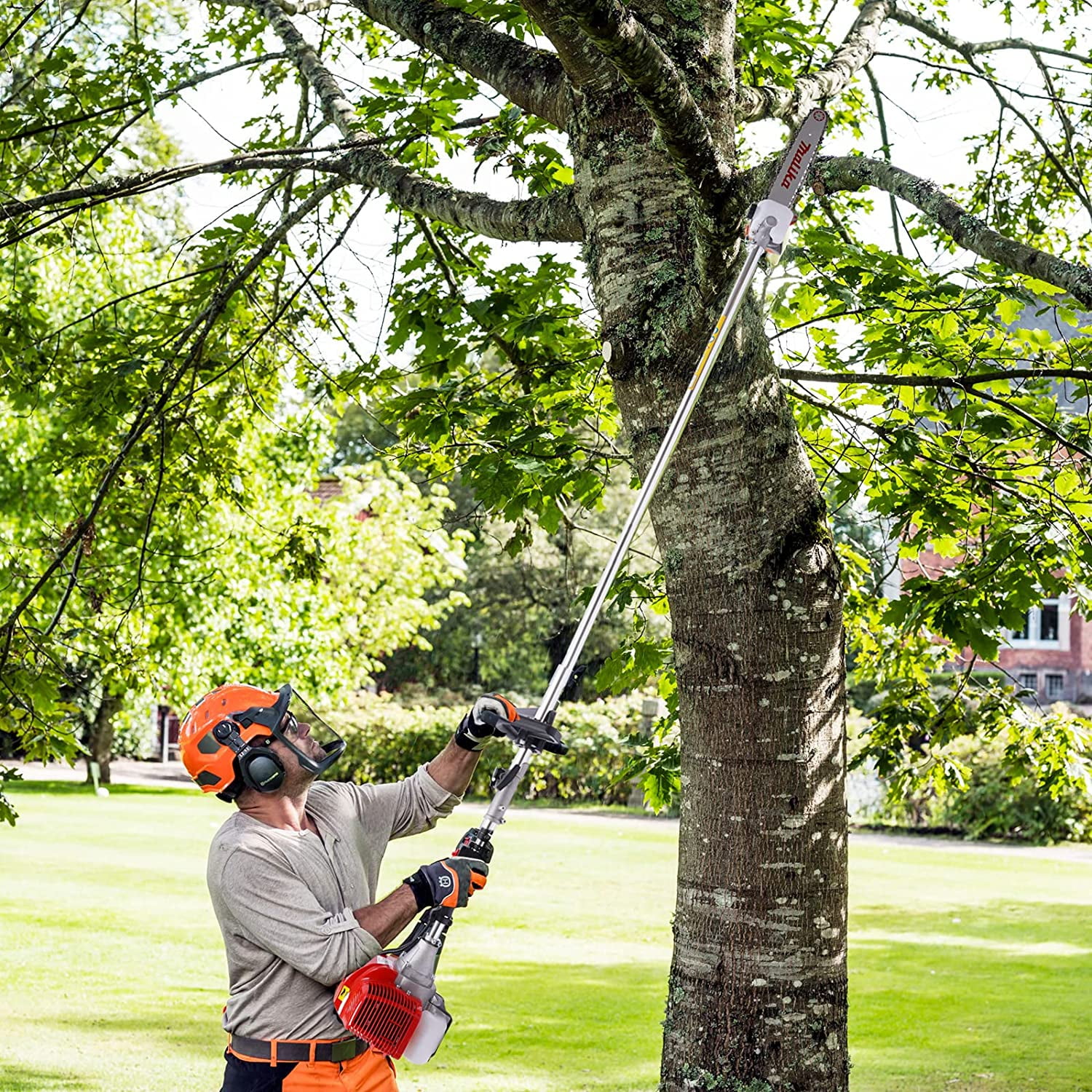 Miumaeov 12 42.7cc 2-Stroke Gas Powered Extendable Pole Saw, Strong Power, Non-slip Handle