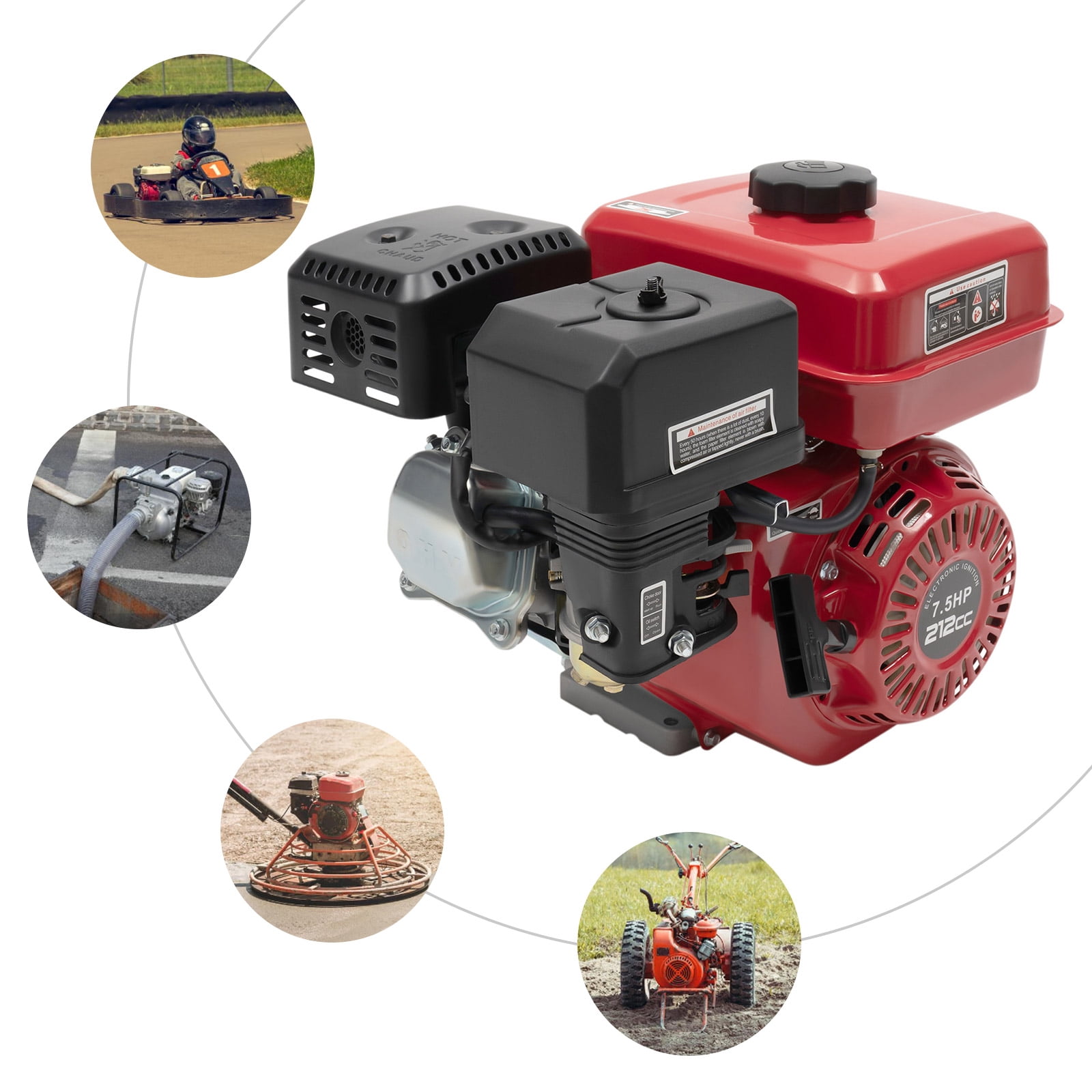 Miumaeov Gas Powered Engine 4-Stroke 7.5HP Portable Air Cooling Pull Start Gasoline Engine 3000W Gas Powered Engine for Water Pumps Vibrators 14.25x12.32x12.99in