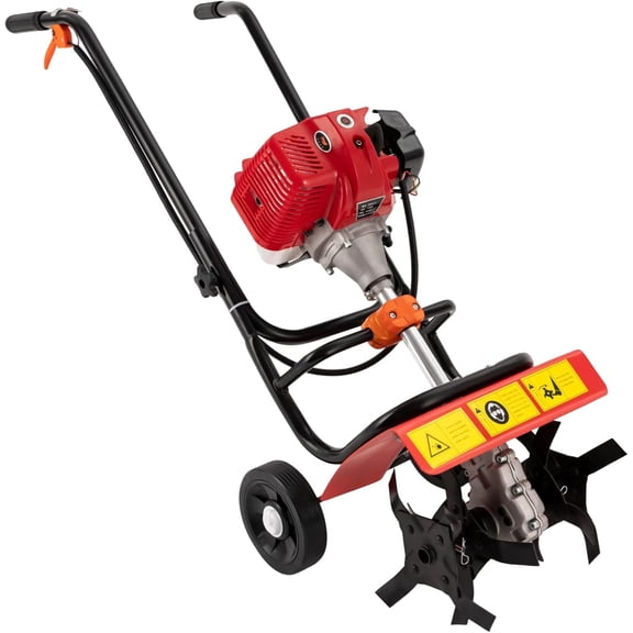 Miumaeov Gas Powered Tiller Cultivator 2 Stroke 52CC Gasoline Garden Farm Tilling Machine Soil Cultivating Tools for Parks Yards Fields,1.9KW