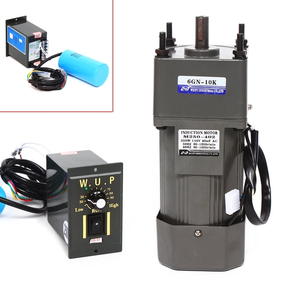 Miumaeov Gear Motor, High Torque Single-Phase Gear Motor with Speed Controller (250W 10K)