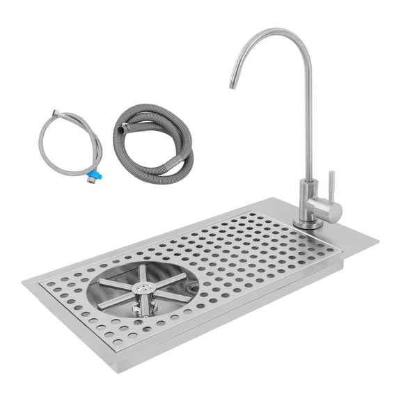 Miumaeov Glass Rinser for Kitchen Sink, 304 Stainless Steel Cup Washer with Faucet, Pitcher Rinser with Multi-Angle Spray for Bar, Cafe, Restaurant