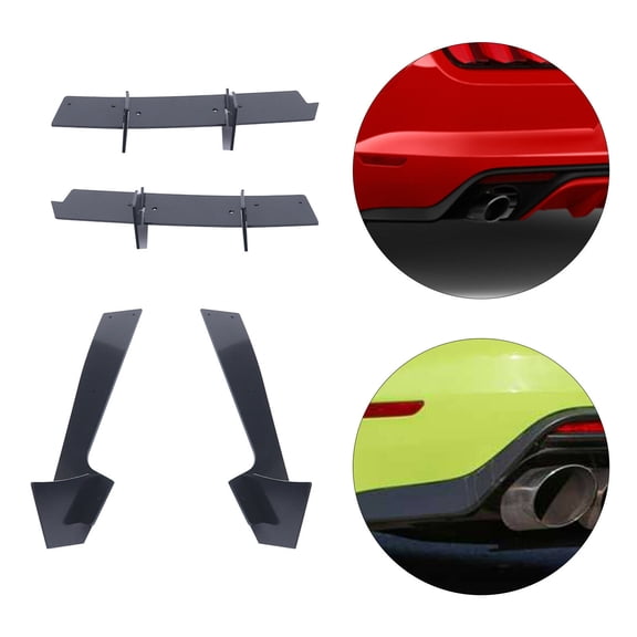 Miumaeov Glossy Black Rear Diffuser & Rear Side Splitter Kit For 2015-2021 Ford Mustang