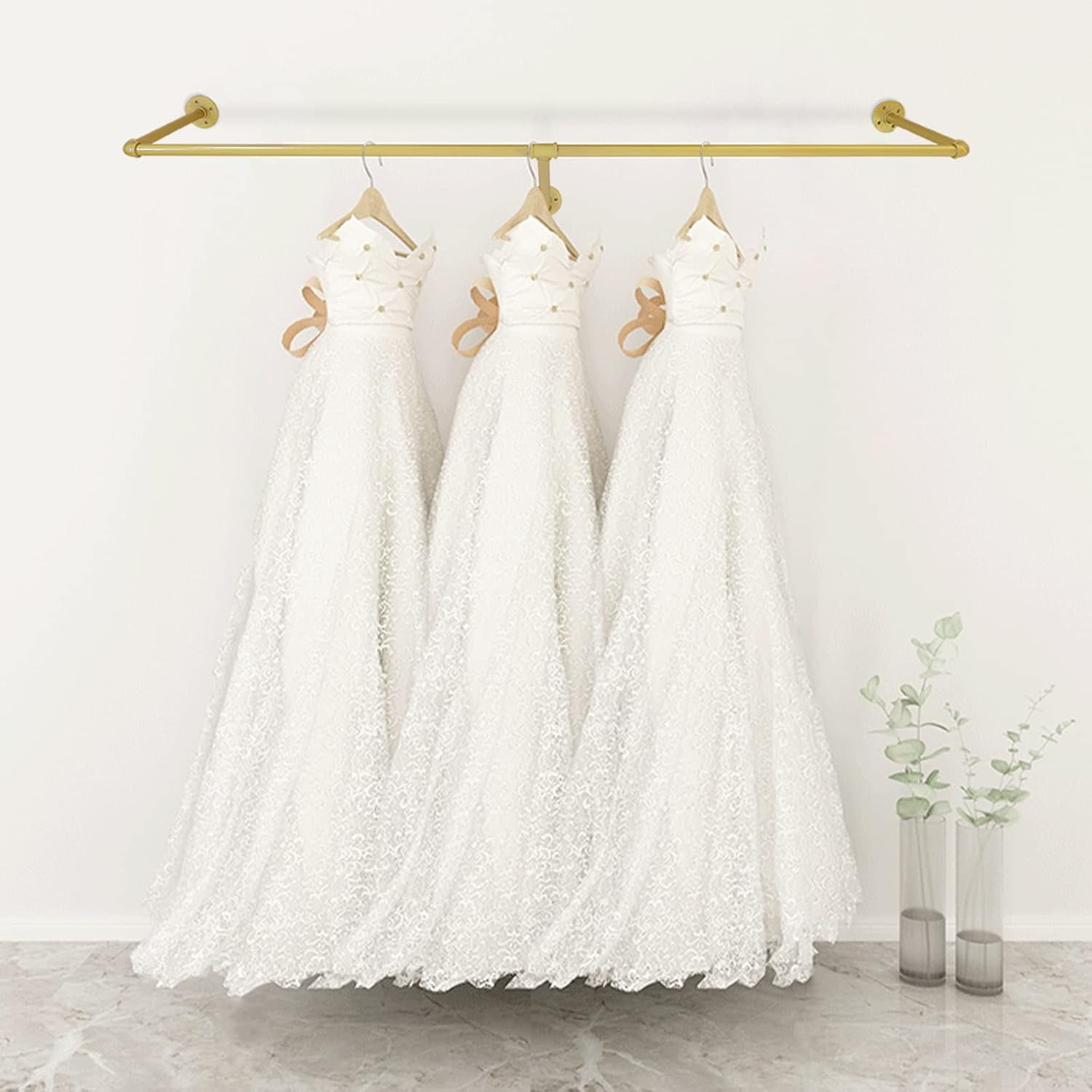 Bride Racks Miumaeov Gold Clothes Display Rack Iron Industrial Pipe Wall Mounted ...