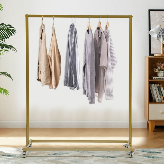 Miumaeov Gold Clothing Rack Gold Clothes Rack Organizer Display Rack Collector+Wheel