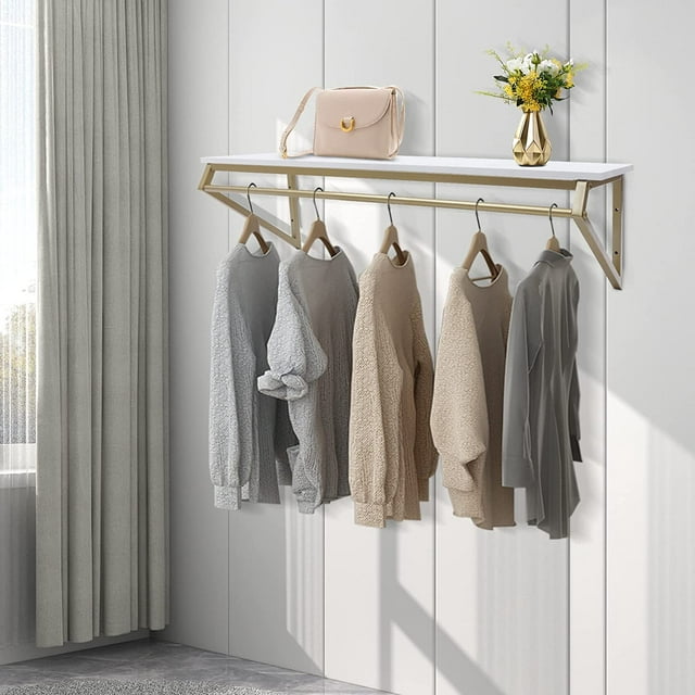 Miumaeov Gold Clothing Rack with Top Shelf 41