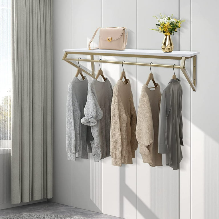 Wall Mounted Gold Clothing Display Rack 