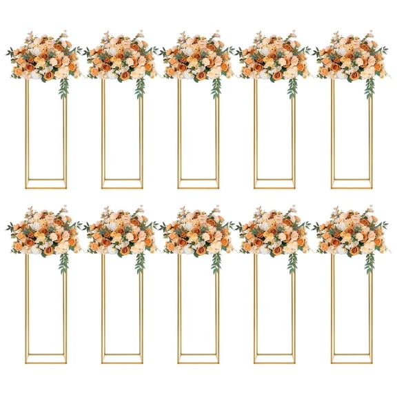 Miumaeov Gold Flower Stand 10 Pcs, 31.4 Inch Tall Centerpiece Stands for Tables, Metal Column Vase Stand for Wedding Reception Party
