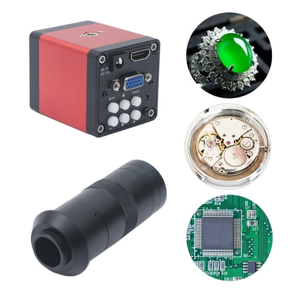 Miumaeov HDMI VGA Video Microscope Camera HD Industrial Digital USB 2-Megapixel Lens with Remote Control 1080p 14mp 60FPS