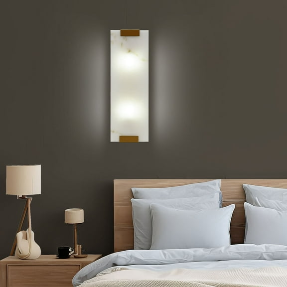 Miumaeov Hand-Carved Alabaster Wall Sconce Lamp Rectangular G9 Light Wall Lamp Bedroom Kitchen