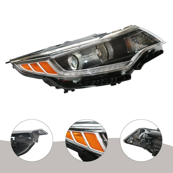 Miumaeov Headlight Assembly Projector Halogen with LED DRL for 2016-2018 Kia Optima Replacement Passenger Side