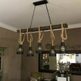 Miumaeov Hemp Rope Chandelier Wood Pendant Light Lamp Industrial