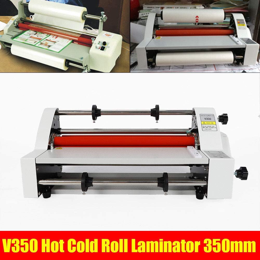 Miumaeov Hot Cold Roll Laminator, 110V 13" V350 Laminator Digital Display Single & Dual Sided Laminating Machine 4 Rollers Hot Cold Roll Laminator for BOPP PTE Film