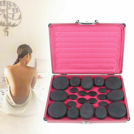 Miumaeov Hot Stones Massage Set 28 Pcs Massage Stone Heater Kit Natural Basalt Hot Rocks Kit Hot Stone Massage Kit with Box for Spa Rock Stones Relaxing Healing Pain Relief