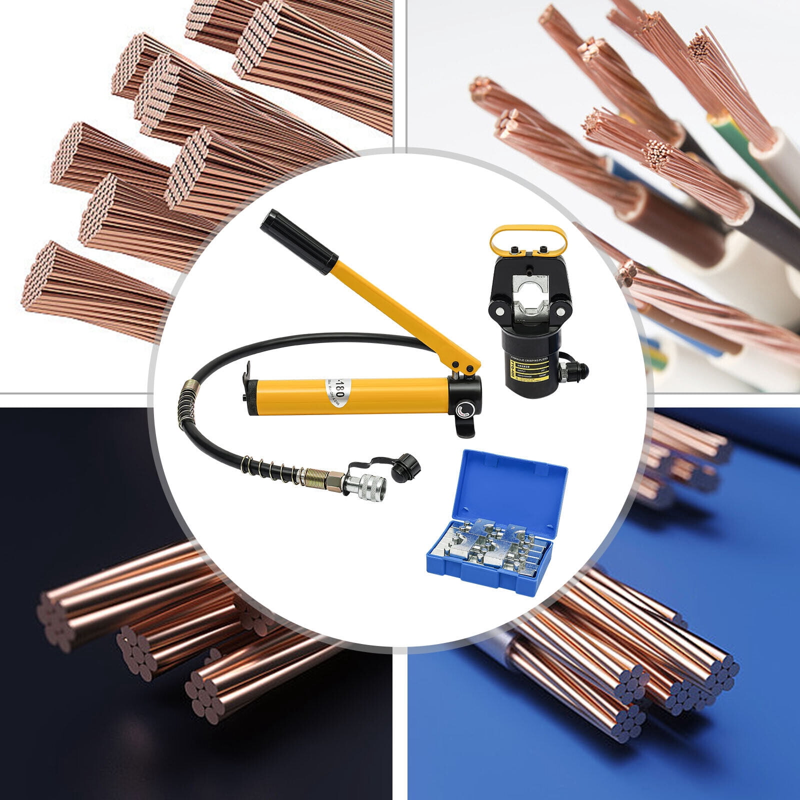 Miumaeov Hydraulic Crimper Crimping Tool 20 Ton Cable Wire Hose Lug Terminal +12 Dies Set