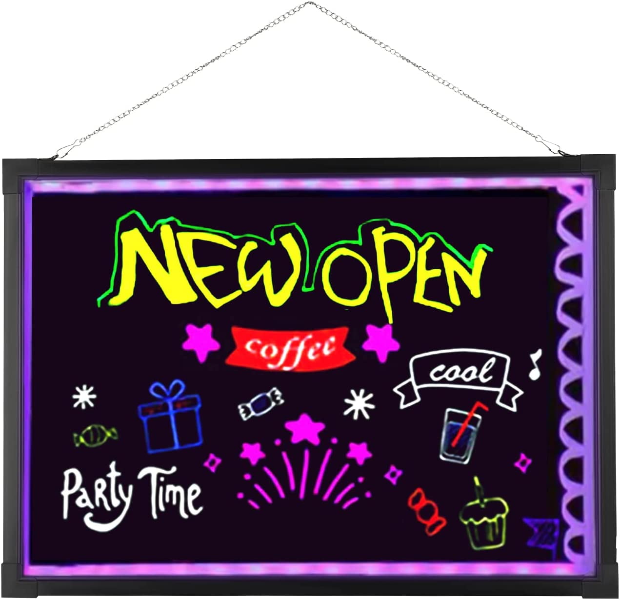  Voilamart LED Message Writing Board, 32 x 24 Flashing  Illuminated Erasable LED Message Chalkboard Neon Effect Menu Sign Board  with Remote Control, 8 Colors Chalk Markers : Office Products