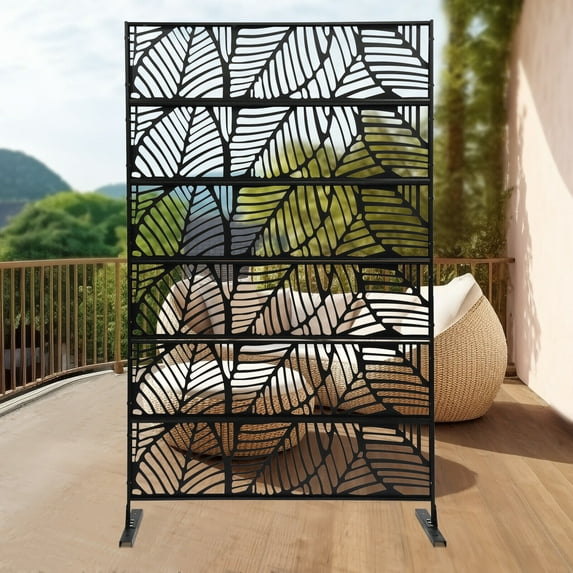 Miumaeov Indoor/Outdoor Privacy Screens and Panels for Patio Metal Privacy Fence Screen with Freestanding Decorative Room Divider for Balcony Deck Garden Backyard