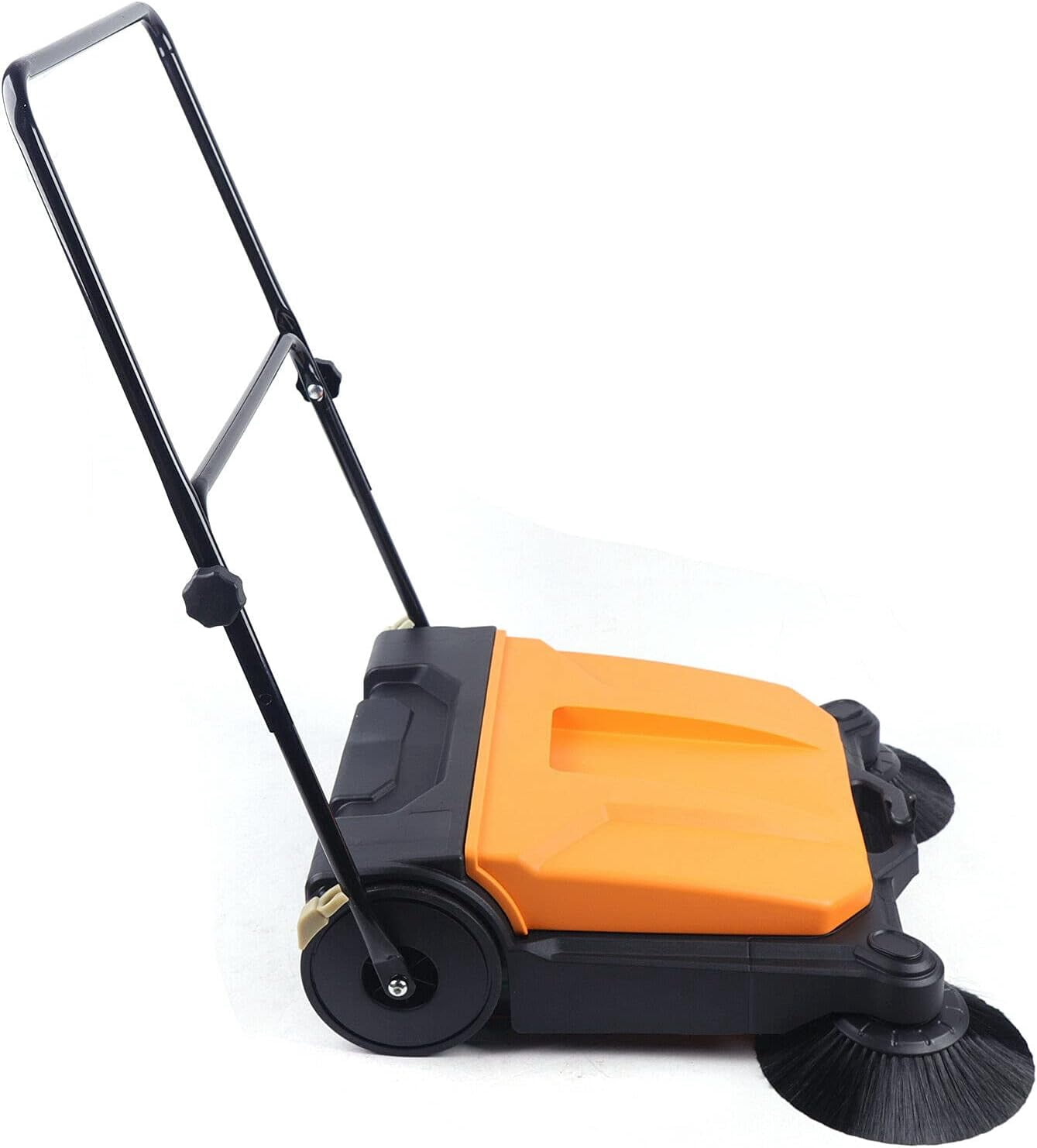 Miumaeov Industrial Floor Sweeper 26" 15L Hand-Push Sweeping Sweeper 360° Rotary Sweeper for Indoor Outdoor Orange