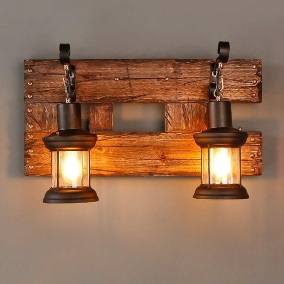 Miumaeov Industrial Rustic Wall Lantern Glass Wall Light Fixture Loft Outdoor Wall Sconce Lamp