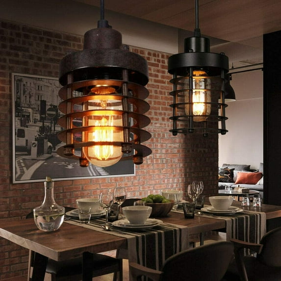 Miumaeov Industrial Vintage Barn Pendant Light Fixture Metal Cage Hanging Lighting Loft Style Mini Ceiling Pendant for Kitchen Bar Hallway Balcony