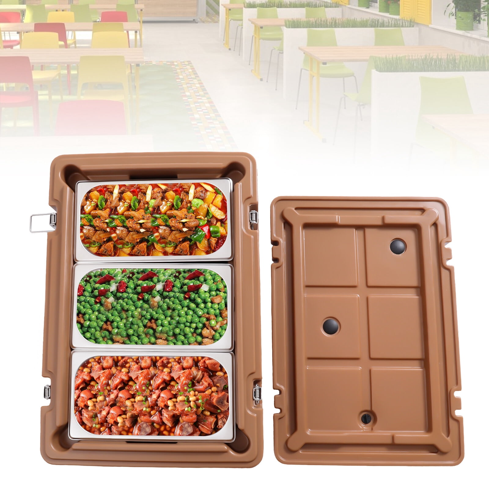 Miumaeov Insulated Top Loader Food Carrier Catering Dish Box with 3 ...