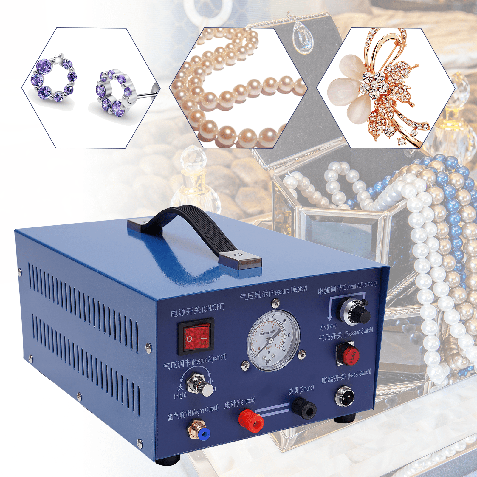 Jewelry Spot Welder,110V 800W Electric 0.5-80A Adjustable Pulse Sparking Spot Welding Machine Jewelry Tool With Foot Pedal For Platinum,Gold,Silver And Steel (JD Welding Machine