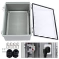 thumbnail image 1 of Miumaeov Junction Box, Hinged Cover Stainless Steel Latch Project Box Enclosure, ABS Plastic IP67 Waterproof Dustproof Electrical Project Case with 2 Cable Gland (13.8x9.8x5.9 inch), 1 of 7