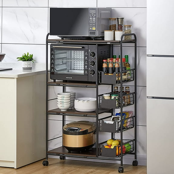 Miumaeov Kitchen Microwave Oven Stand Baker's Rack, Large Capacity Utility Storage Shelf 4-Tier + 5-Tier Shelf Ideal for Storing Tableware Kitchenware Spice Microwave Oven Baker Rack