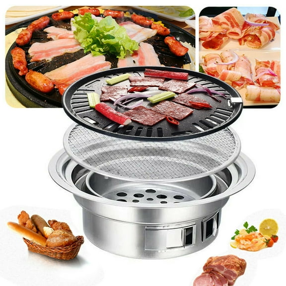 Miumaeov Korean Japanese Hibachi BBQ Picnic Grill Barbecue Stove Camping Cooker Stainless