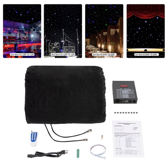Miumaeov LED Stage Star Backdrop Foldable Drape Starry Sky Cloth Starlight Multicolour Velvet Background Curtain with Remote Controller for Wedding Christmas Party Show