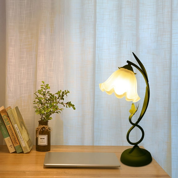 Miumaeov LED Table Light Green Flower-shaped Table Lamp Bedside Lamp Reading Light Fixture Indoor Decoration