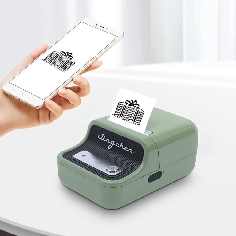 Miumaeov Label Printer, Portable Bluetooth Label Maker Machine with 1 Roll Tape for Office Home, Green, Size: One Size
