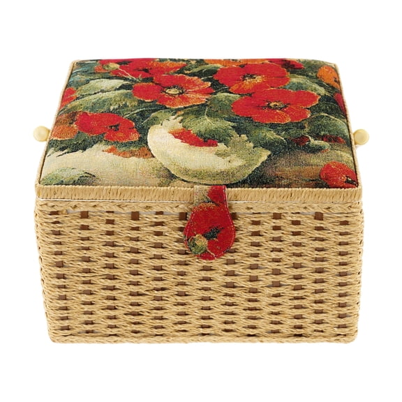 Miumaeov Large CapacitySewing Basket Portable Storage Basket Sewing Supplies Holder Organizer with Removable Tray