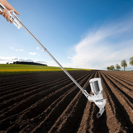 Miumaeov Long Handled Hand-Held Vegetable Planter Stainless Steel Portable Planting Machine Plant Seedling Planter Transplanter Manual Young Plant Tool for Garden Greenhouse