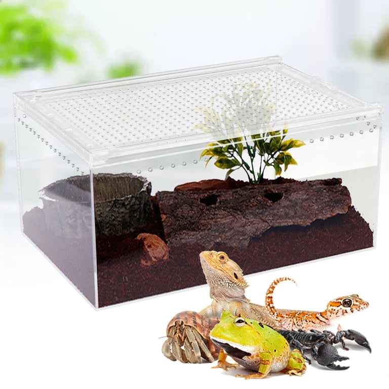 Miumaeov Magnetic Acrylic Reptile Feeding Box 12 x 8 x 6in