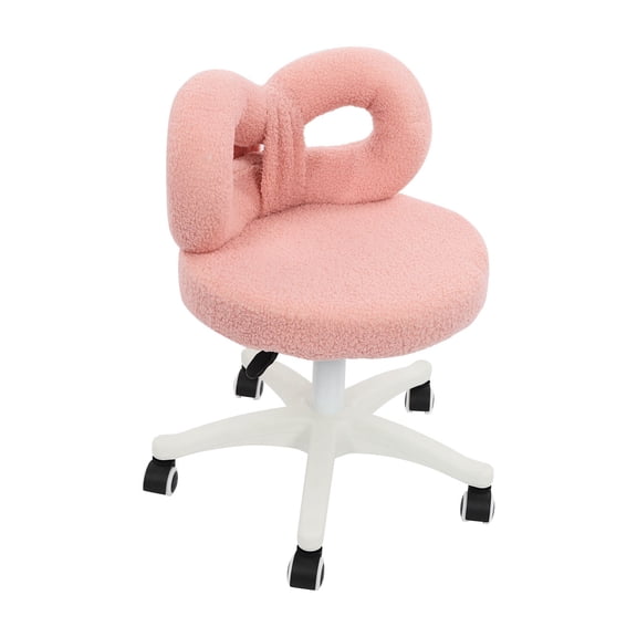 Miumaeov Makeup Vanity Chair Cute Bow Backrest Chair Pink Soft Dressing Chair 360 Rotating Roller Chair with 5 Wheels