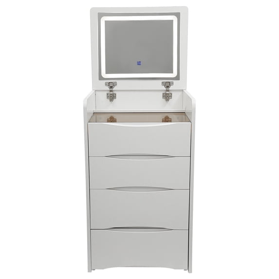 Miumaeov Makeup Vanity Table 3 Drawers Vanity Desk With Makeup Stool And Flip Top Lighted Mirror
