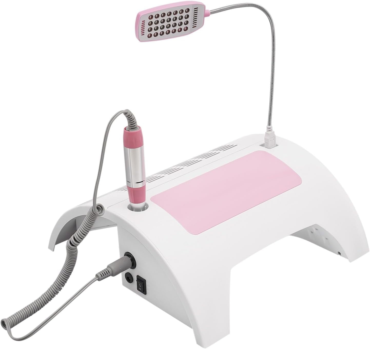 Miumaeov Manicure Machine with UV+LED Nail Lamp 60W Electric Nail Gel Machine with Dust Collector All-in-One Nail Station with Hand Rest