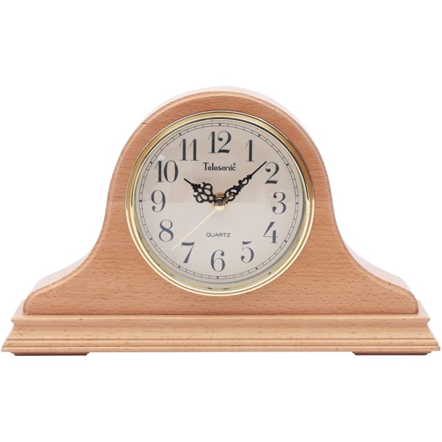 Miumaeov Mantel Clock, Silent Wooden Mantel Clock Vintage Table Clock