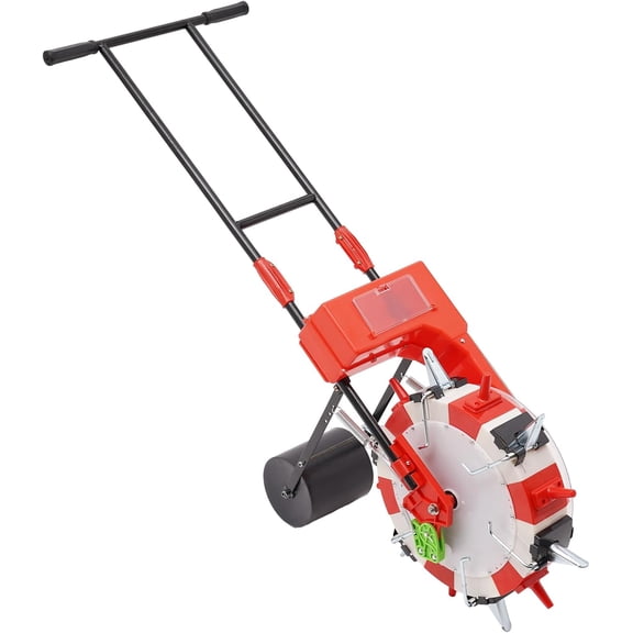 Miumaeov Manual Garden Seeder Hand-Push, Walk-Behind Corn Planter with 6 Nozzles, Adjustable Seed Planter for Soy Peanut Cotton, Hand Seeder with Compaction Wheel