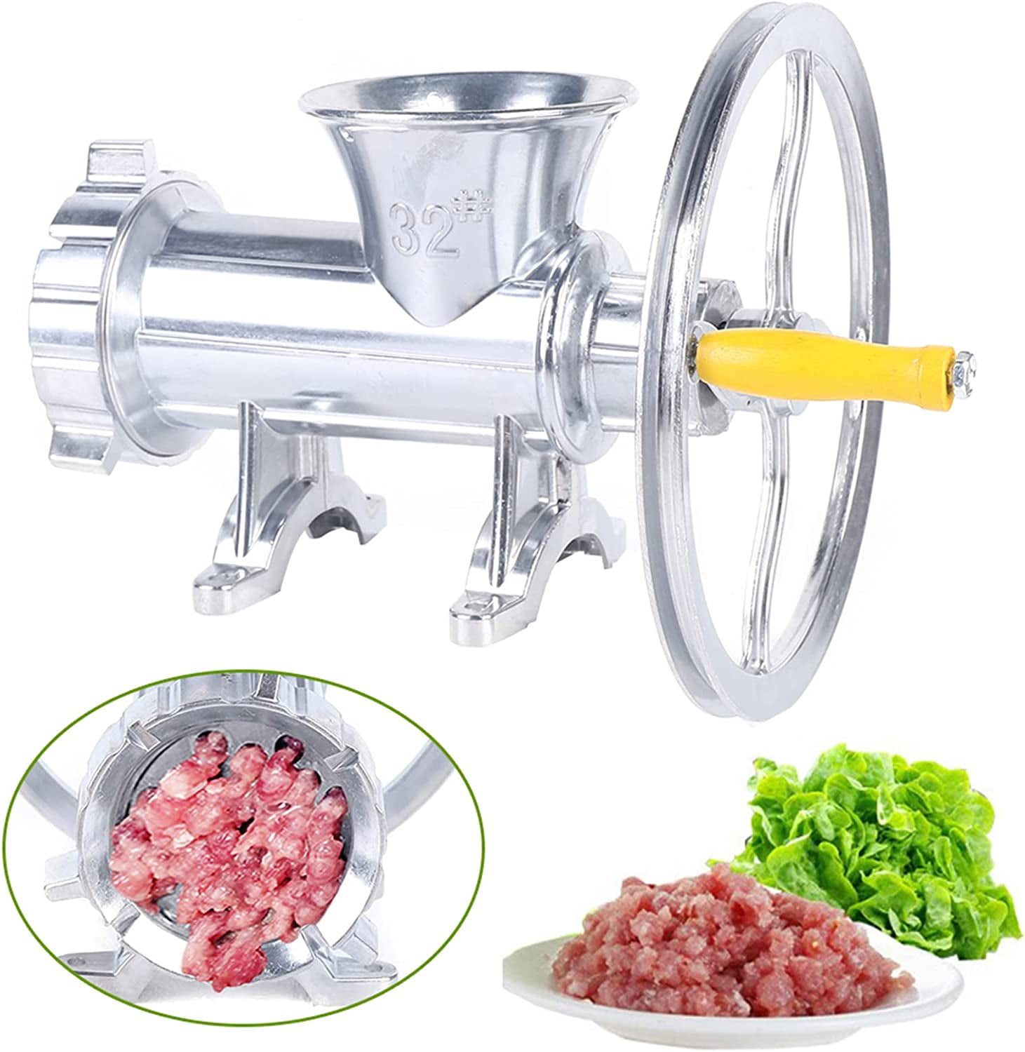 Miumaeov Manual Meat Grinder, 5" Aluminium Alloy Hand Meat Grinder Kitchen Food Grinders for