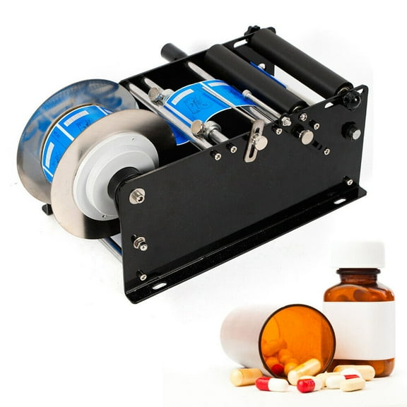 Miumaeov Manual Round Labeling Machine MT-30 Bottle Labeling Machine Round Bottle Sticker Labeler 30Times/Minute Black
