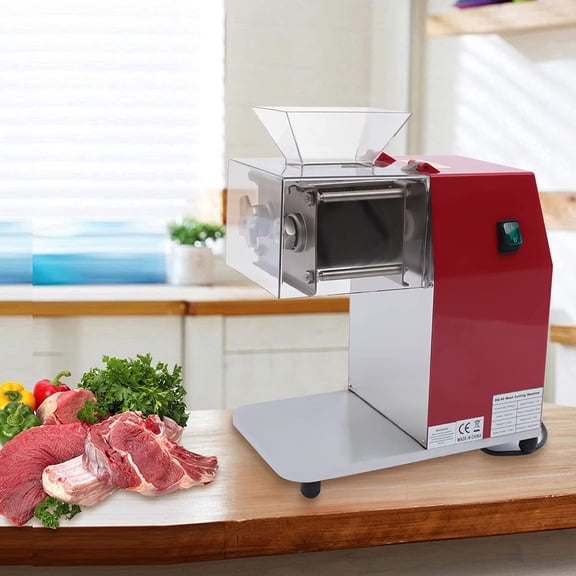 Miumaeov Meat Cutting Machine Blade Electric Meat Cutter High Capacity Stainless Steel Restaurant Food Cutter for Kitchen Supermarket Lamb Chicken Fish Beef Red