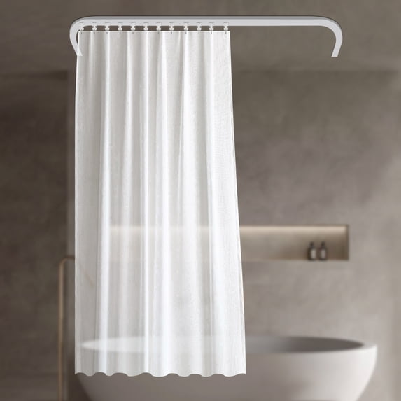 Miumaeov Metal Ceiling Curtain Track Kit with hooks Corner Connectors Modern Room Divider Ceiling Track Set with Corner Bends Room Dividers Curtain Rail System White