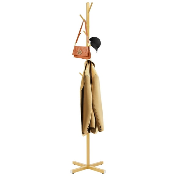Miumaeov Metal Coat Rack Stand 7 Hooks Free Standing Coat Rack Tree-Shaped Coat Rack Hat Hanger Entryway Organizer for Clothes, Hats, Bags