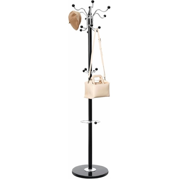 Miumaeov Metal Coat Rack, Sturdy Coat Rack Stand with Natural Marble Base, 360 Rotating Head Multifunctional Hat Rack For Hanging Hats, Scarves, Bags And Other Items