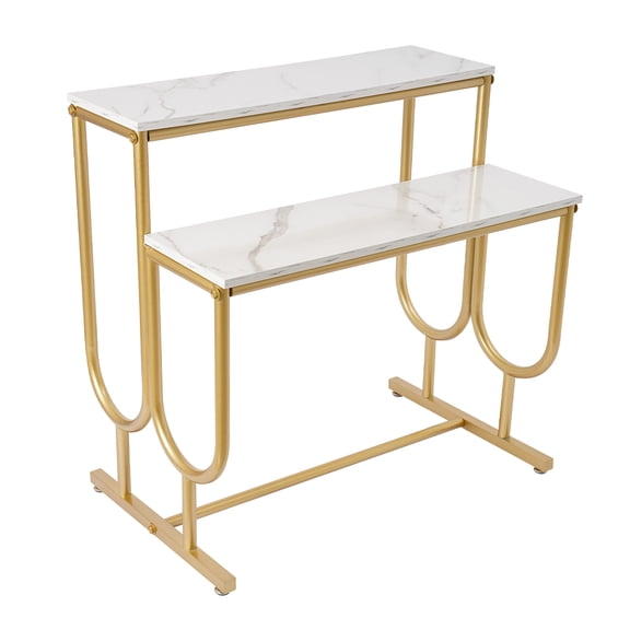 Miumaeov Metal Shoe Handbag Display Stand, 2 Tier Heavy Duty Display Table, Nesting Tables for Retail Display, Modern Standing Display Riser Shelf for Retail Stores
