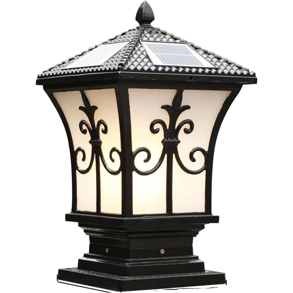 Miumaeov Metal Solar Post Lights Outdoor, LED Post Light Yard Driveway Fence Outdoor Pillar Lamp Waterproof Solar Powered Fence Post Lights, Solar Deck Lights Decorations