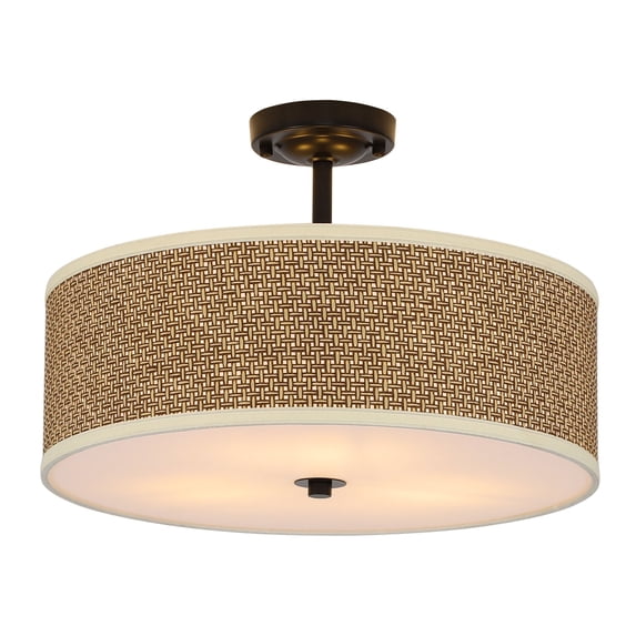 Miumaeov Mid Century Modern Ceiling Light Semi-Flush Mount Fixture Linen Chandelier for House Bedroom Hallway Living Room Bathroom Dining Kitchen